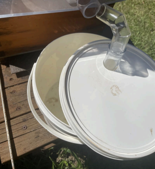 Changing the honey collection bucket